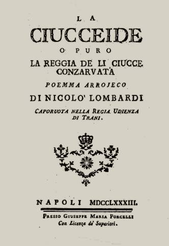 Frontespizio dellediz. 1783 della Ciucceide